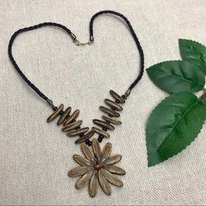 Boho Tribal Hippie Flower Pendant Necklace